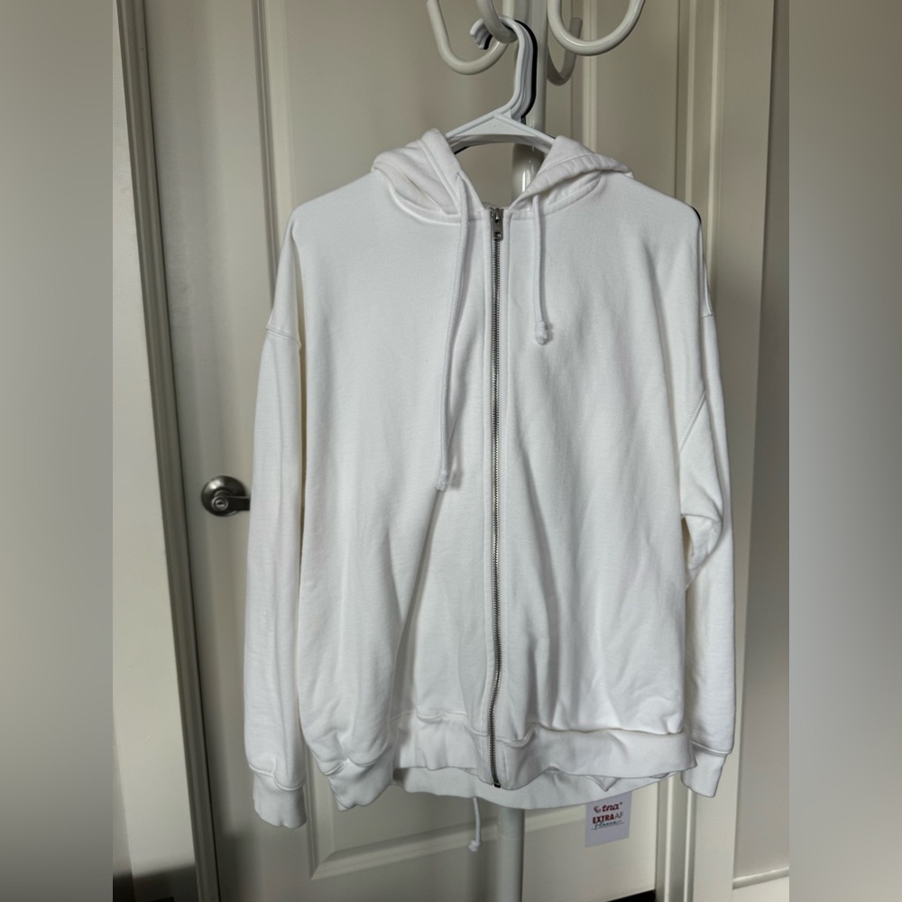 Aritzia White Full-Zip Hoodie Jacket